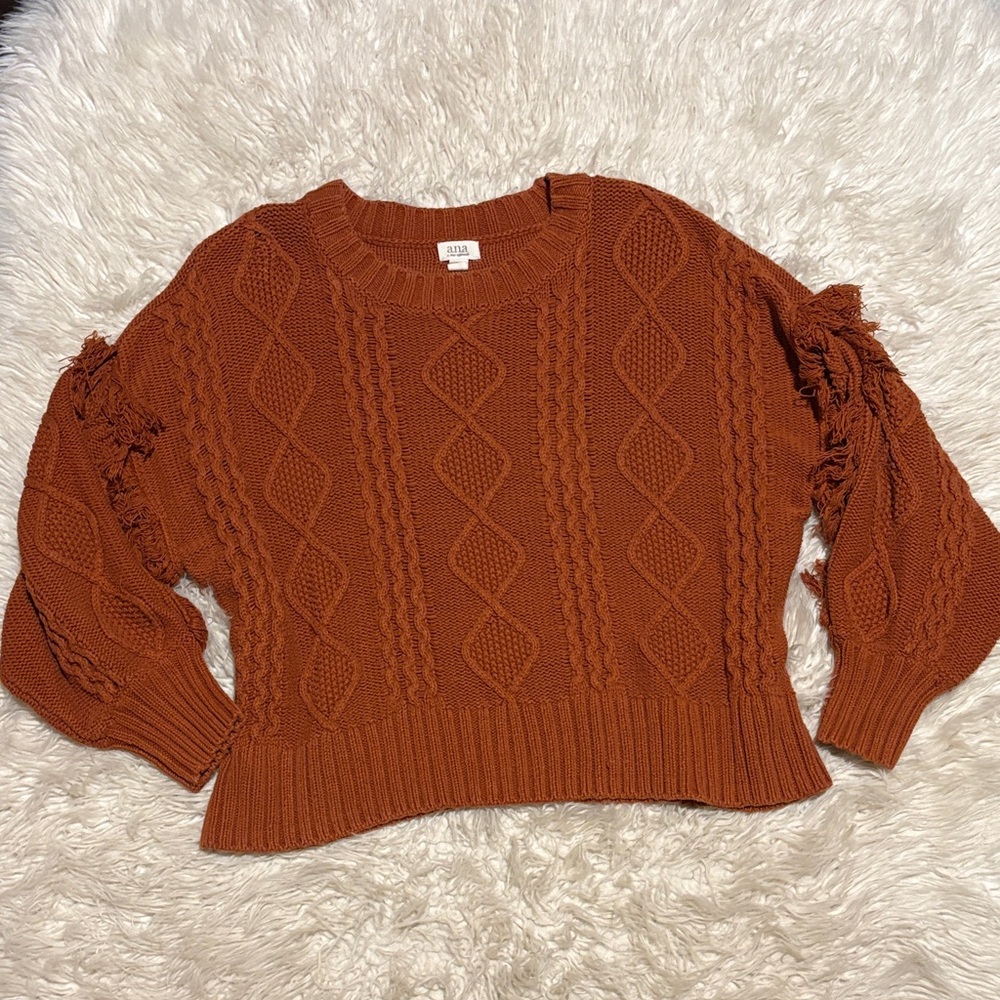 Ana burnt orange cable knit sweater.